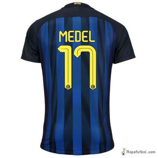 Camiseta Inter de Milán Replica Primera Ropa Medel 2016/17 Marino Azul